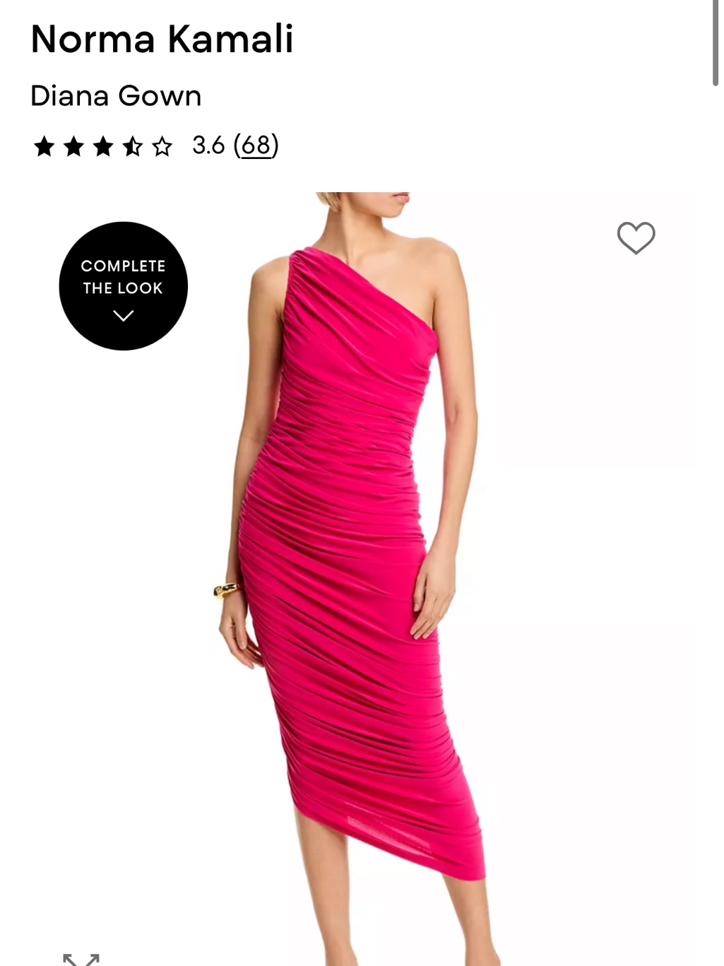 Norma Kamali One-Shoulder Ruched Midi Dress In Fuchsia Pink, Originally $215
